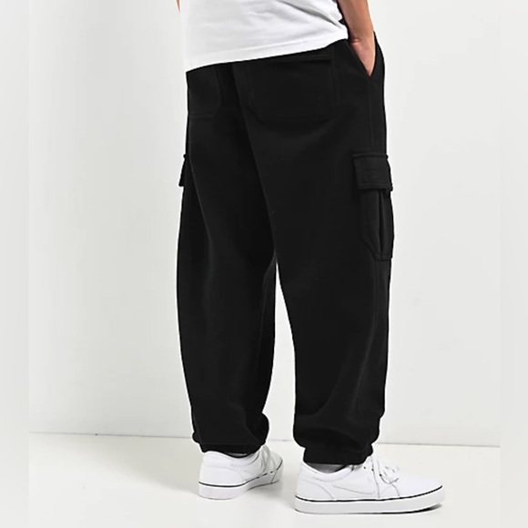 Ninth Hall Stash Youth Black Baggy Cargo Jogger Sweatpants size Large - Picture 2 of 7